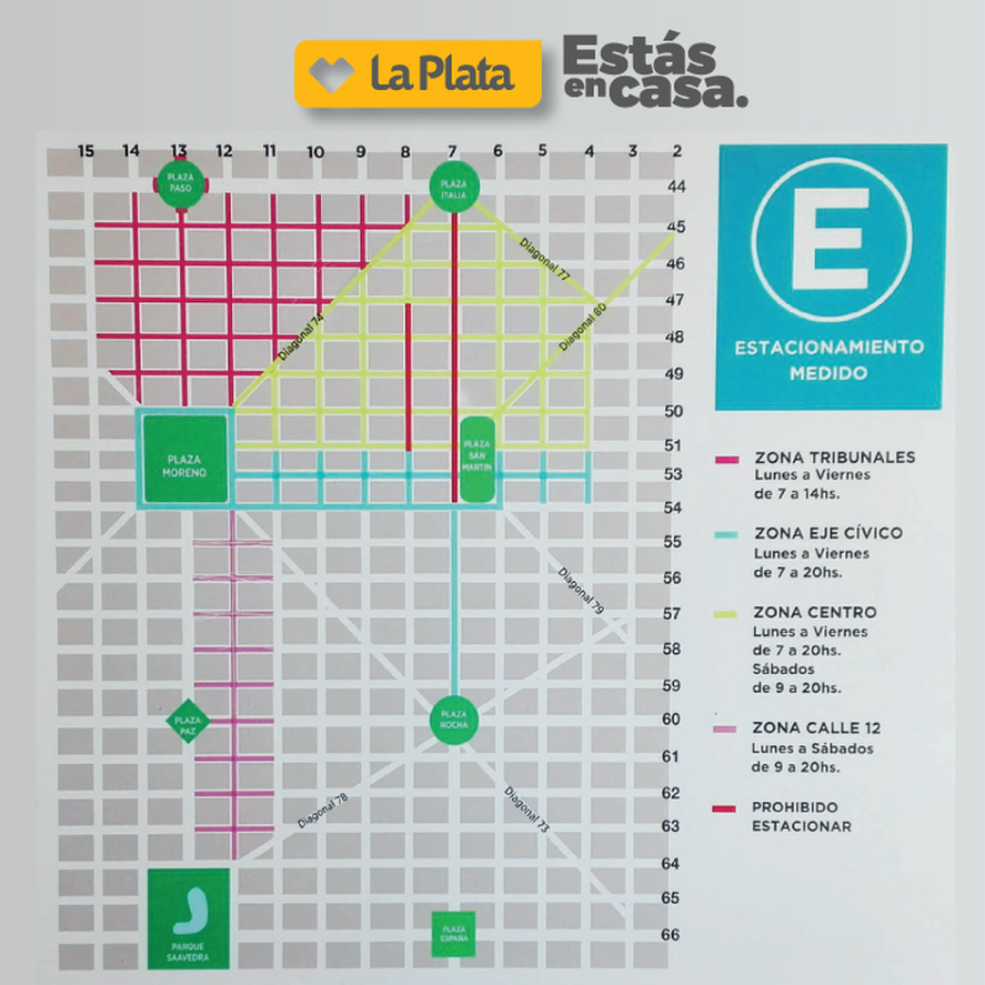 EL mapa del estacionamiento medido de La Plata