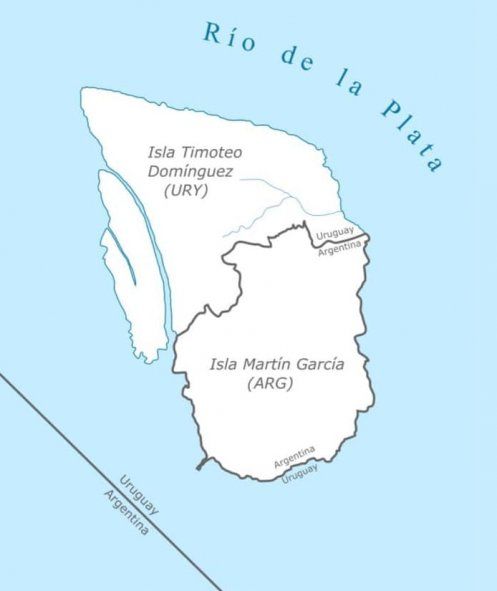 La isla Martín García se constituye la única frontera terrestre que marca el límite entre Argentina y Uruguay      