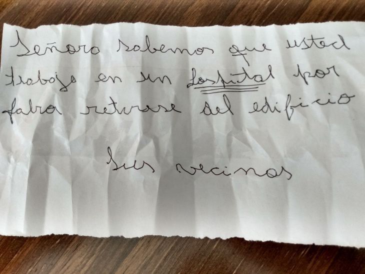En julio, la enfermera había recibido un cartel intimidatorio