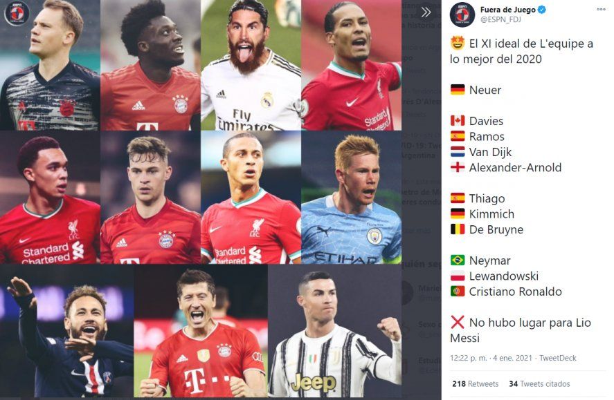 Cristiano en el 11 ideal entre 5 ganadores de Champions con el Bayern, no hubo lugar para Messi.