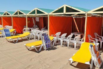 san clemente: por el viento, cayo el parante de una carpa y le fracturo la cabeza a un nene