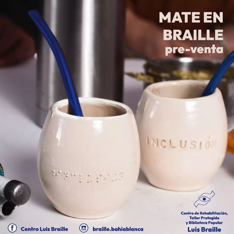 Lo que recauden de la venta del mate va a ser destinado a mejorar el espacio en el que desarrollan el taller protegido para personas ciegas o con baja visión en Bahía Blanca.