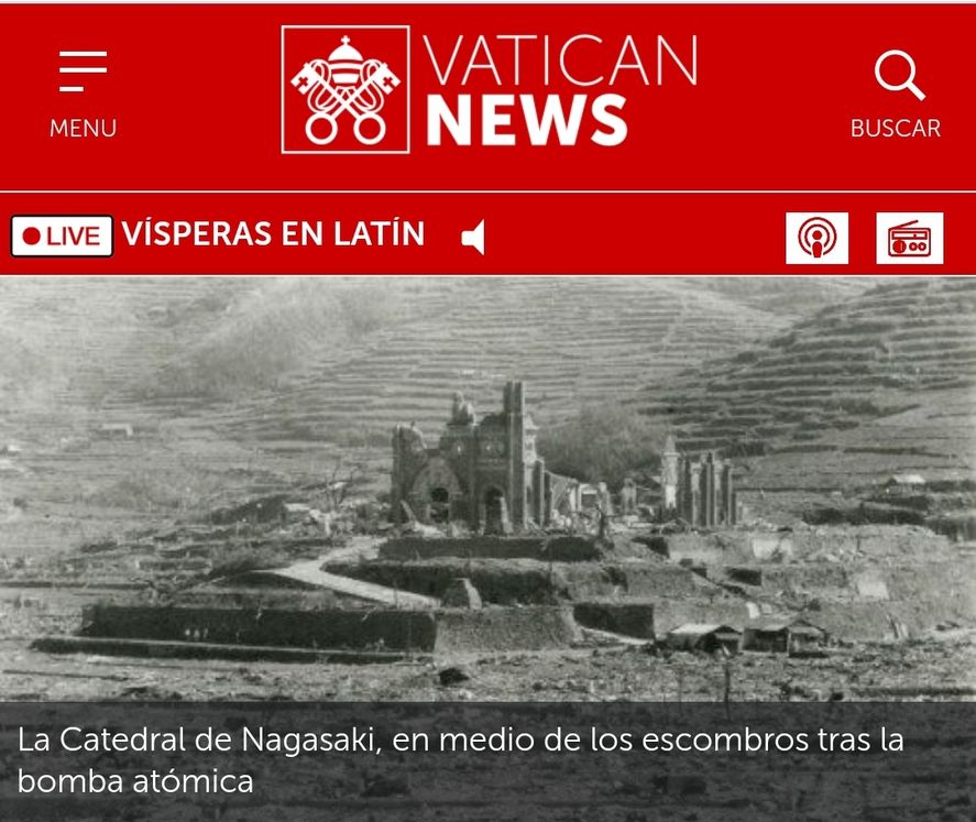 A través de su órgano oficial de comunicación, el Vaticano recordó la segunda bomba atómica lanzada hace 77 años por Estados Unidos sobre la ciudad japonesa de Nagasaki