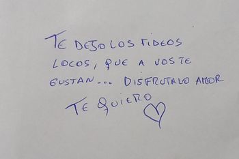La carta con la que acompañó los fideos coditos la madre del detenido