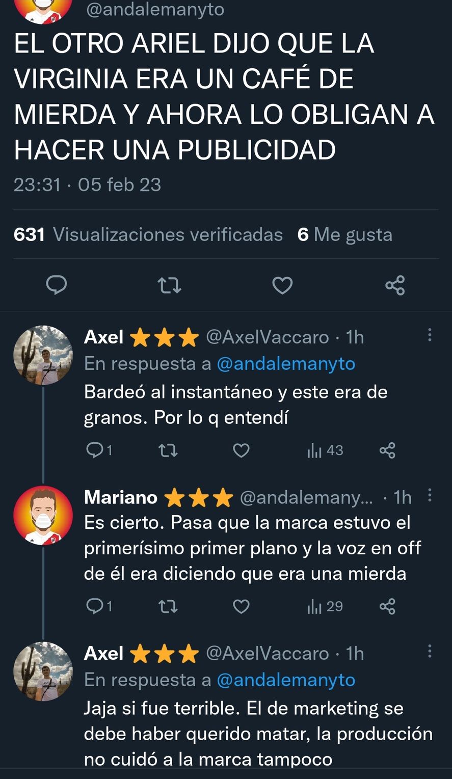 Algunas de las repercusiones en redes, a partir del incidente en Gran Hermano, del café soluble