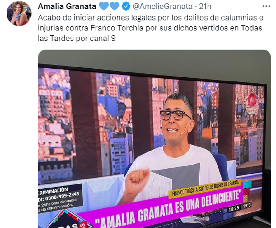 Amalia Granata lleva a juicio a Franco Torchia por tratarla de "delincuente"