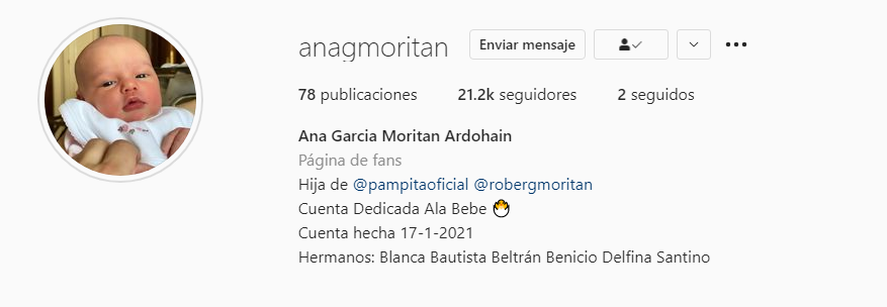 Instagram de la hija de Pampita