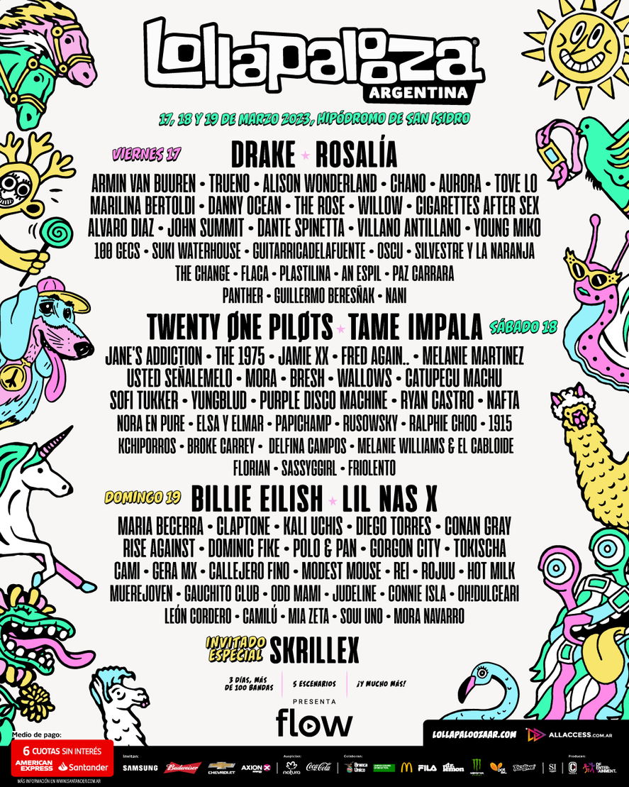 Así quedó armada la grilla del Lollapalooza 2023 con la incorporación de Twenty One Pilots.