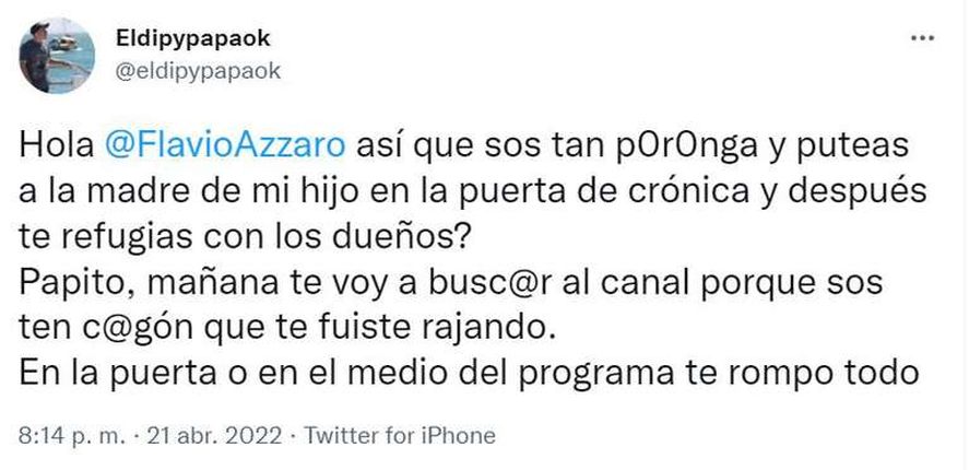 El Dipy lo fue a buscar a Flavio Azzaro a Crónica