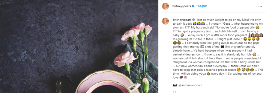 Britney Spears anunció su embarazo en las redes sociales
