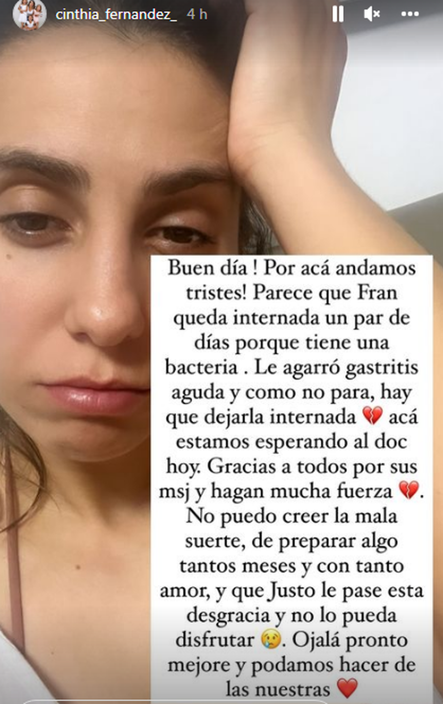Cinthia Fernández habló de lo que sucedió con su hija Francesca