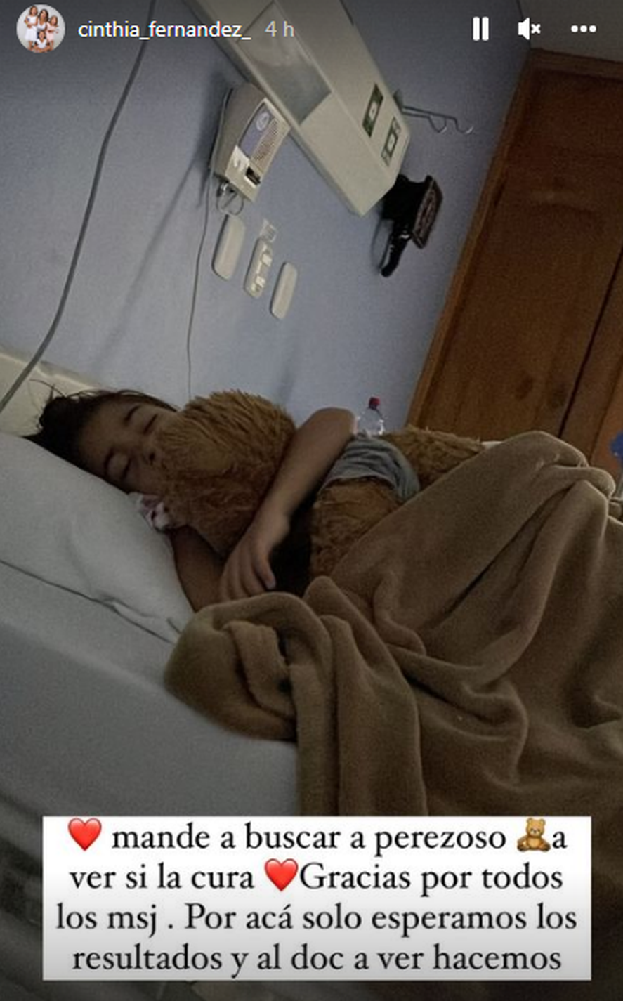 Cinthia Fernández agradeció los mensajes de todos por la salud de su hija