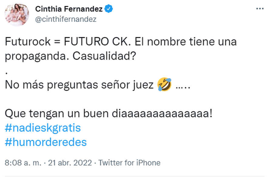 Cinthia Fernández y un insólito análisis semántico sobre el nombre de una radio