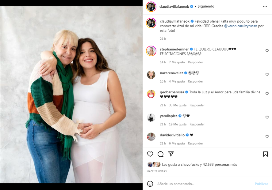 Claudia Villafañe ccelebró la llegada de su nieta Azul