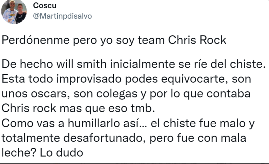 La opinión de Coscu sobre el escándalo de los Premios Oscar que generó polémica