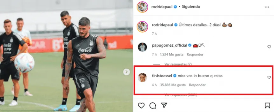 El primer comentario picante de Tini Stoessel a Rodrigo De Paul