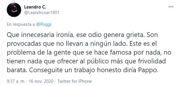 Las respuestas al tuit de Diego Poggi provocando al kirchnerismo no tardaron en llegar.
