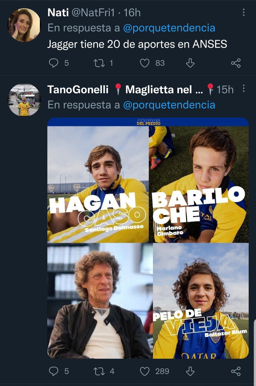 El apodo JAGGER fue uno de los que más comentarios tuvo en el posteo sobre los juveniles de Boca