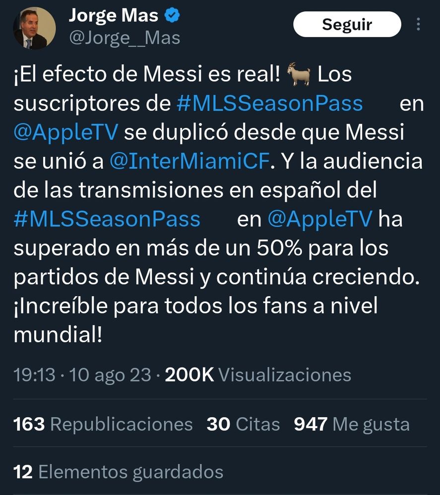 El cubano Jorge Más, socio de David Beckham en el Inter de Miami, está exultante por los números que resultan del fichaje de Lio Messi para el equipo del estado de la Florida El cubano Jorge Más, socio de David Beckham en el Inter de Miami, está exultante por los números que resultan del fichaje de Lio Messi para el equipo del estado de la Florida