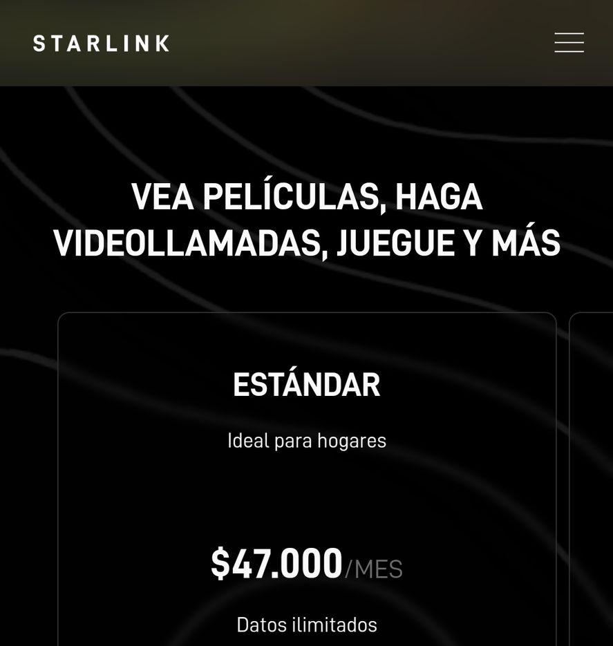 El precio de Starlink, la empresa de Internet de Elon Musk, en Chile equivale a 52 dólares. Clarín no lo informa porque será competencia El precio de Starlink, la empresa de Internet de Elon Musk, en Chile equivale a 52 dólares. Clarín no lo informa porque será competencia