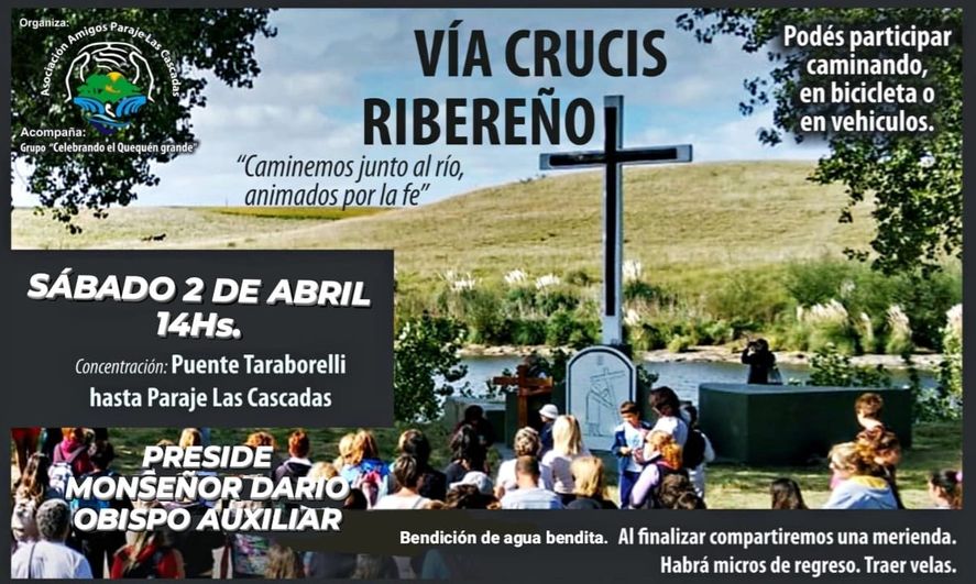 El recorrido del Vía Crucis Ribereño en Necochea empieza en el Puente Taraborelli y culmina en el Paraje Las Cascadas
