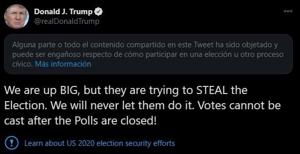 No todo fueron memes en Twitter: la red social identificó como potencialmente "engañoso" un tuit de Trump