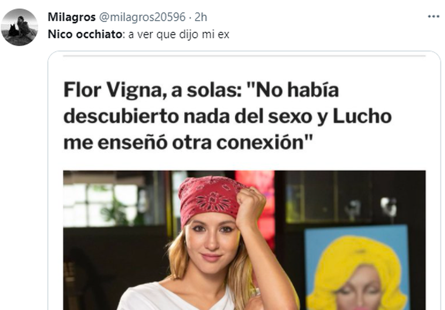 La declaración de Flor Vigna sobre el sexo con Luciano Castro, dejó mal parado a Nico Occhiato