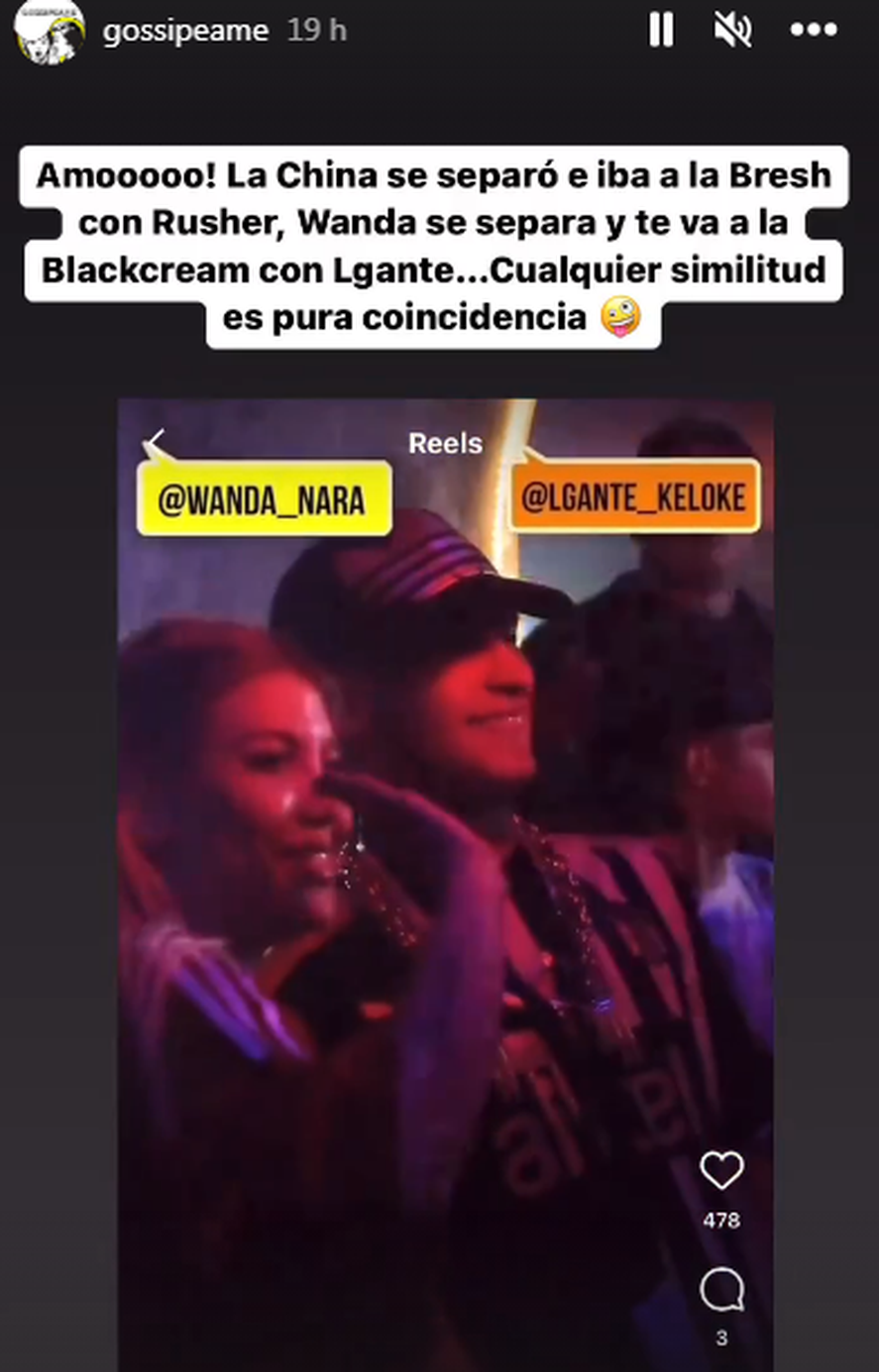 Wanda Nara y L-Gante juntos en un boliche de Palermo
