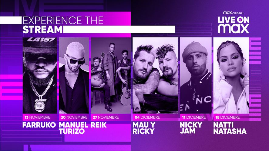 HBO Max lanza “Live On Max”, una serie de conciertos con diversos artistas latinos que tendrá shows en vivo de Mau y Ricky, Nicky Jam, Farruko y muchos más. 