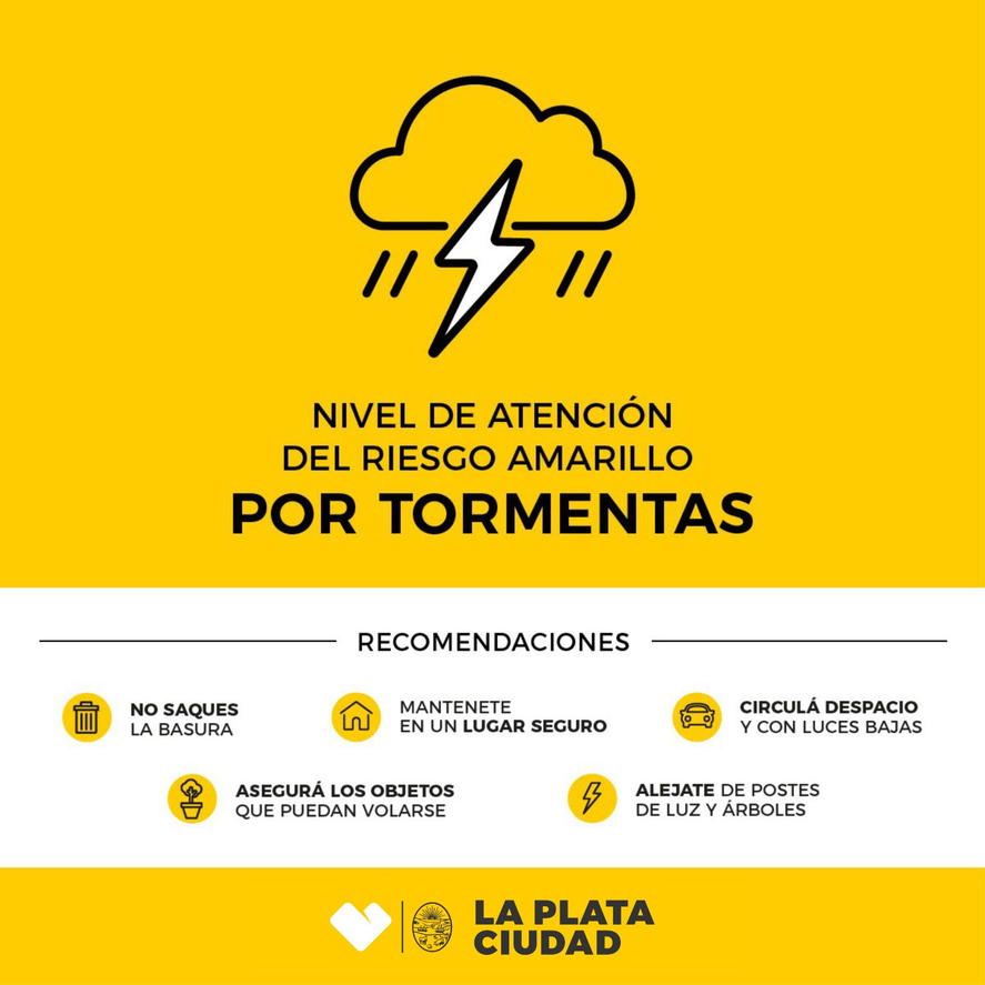 El Municipio estableció el Nivel de alerta amarilla por tormentas durante el miércoles y el jueves.  intensificaron los trabajos de prevención en vía pública. 