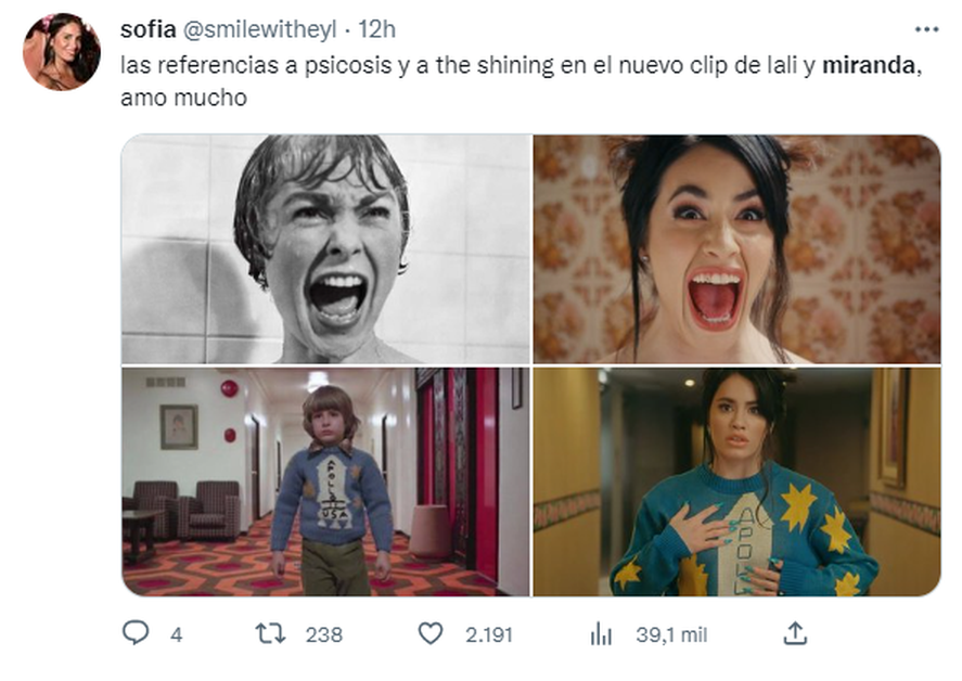 Los tuiteros identificaron las referencias del clip de Miranda! y Lali Espósito a films de terror