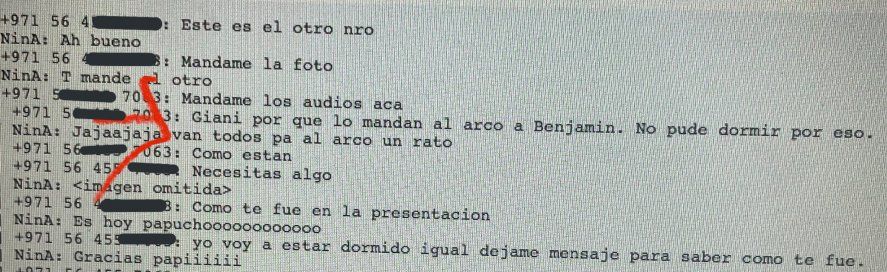 Vieja conversación recuperada entre Gianinna y Diego 