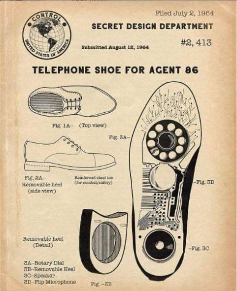 Plano con esquema original del zapatófono de la serie El Super Agente 86