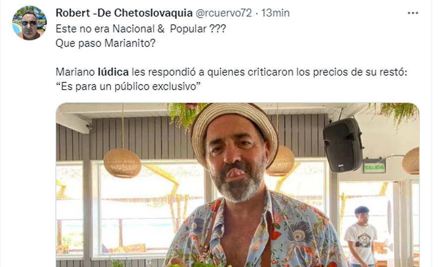 Mariano Iúdica le respondió a las críticas por su restaurante