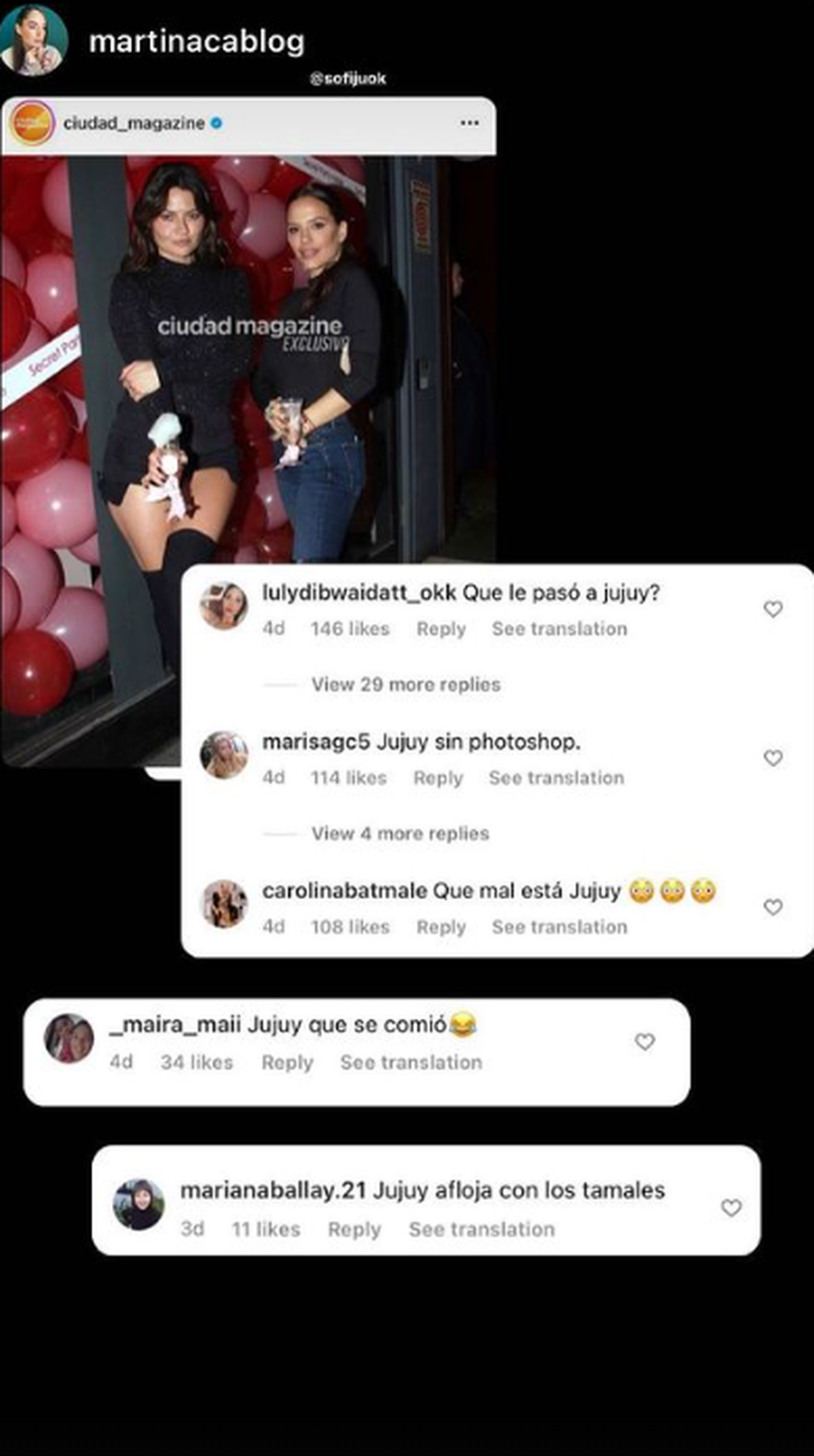Sofía Jujuy Jiménez sufrió críticas despiadadas en las redes por su cuerpo