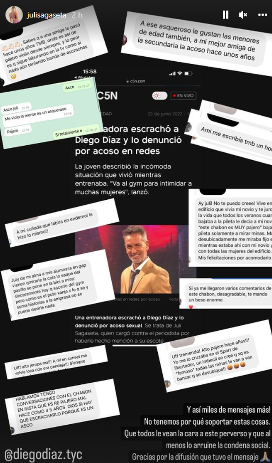 Escrachó a Diego Díaz en sus redes sociales por acoso