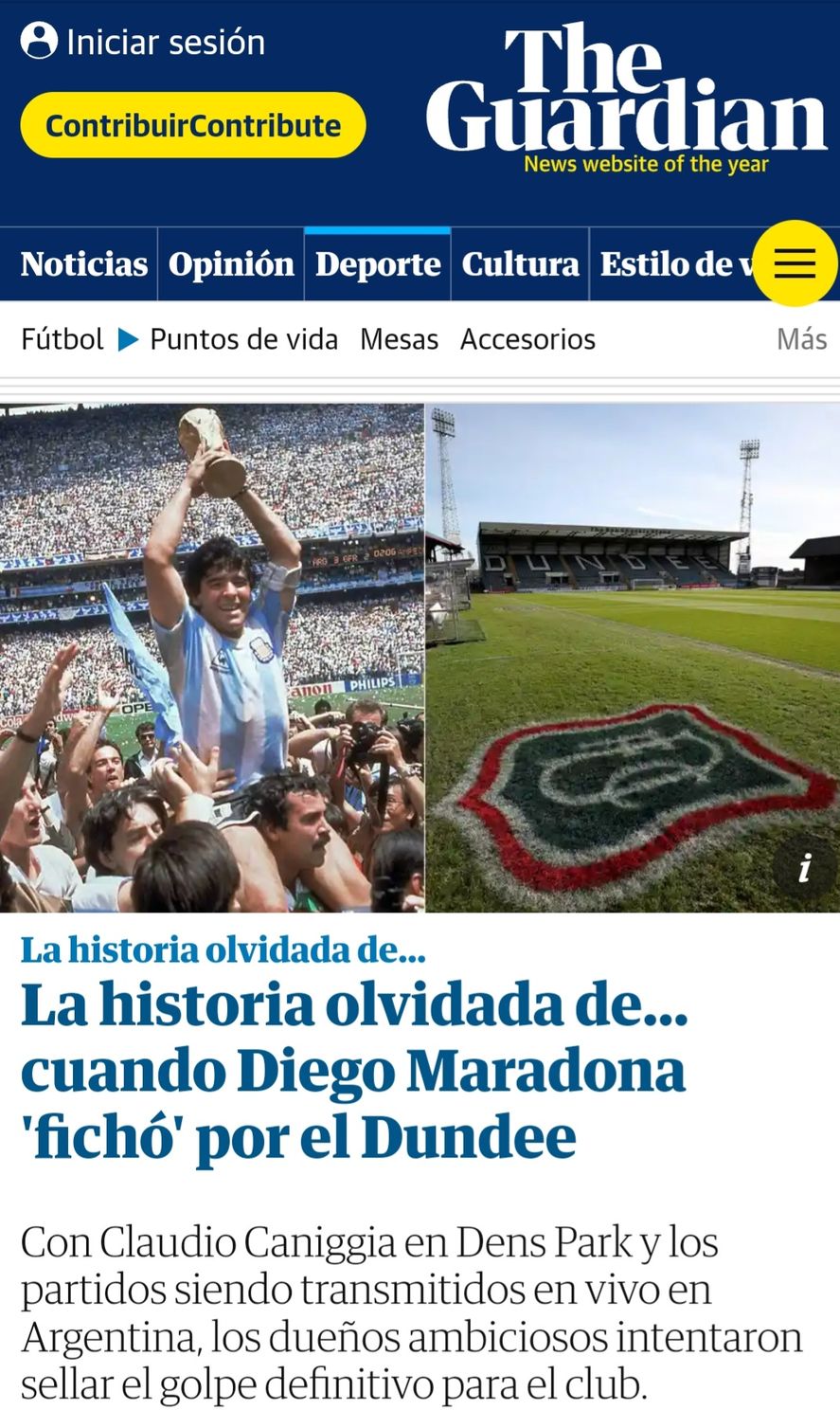 La historia que une a Diego Maradona con el equipo de Escocia en el que hubo ahora una aparición de una imagen similar a la del astro argentino, como era fisonómícamente en los años 80