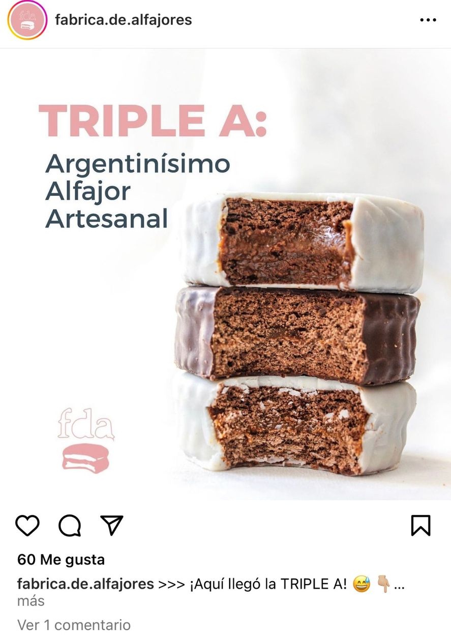 La publicidad de alfajores llamados Triple A, que luego fue borrada por la empresa que los promocionó