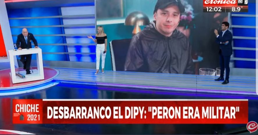 La TV también reflejó las declaraciones de El Dipy sobre la condición militar de Juan Domingo Perón