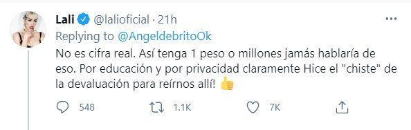 Lali Espósito negó tener 20 millones de pesos en el banco