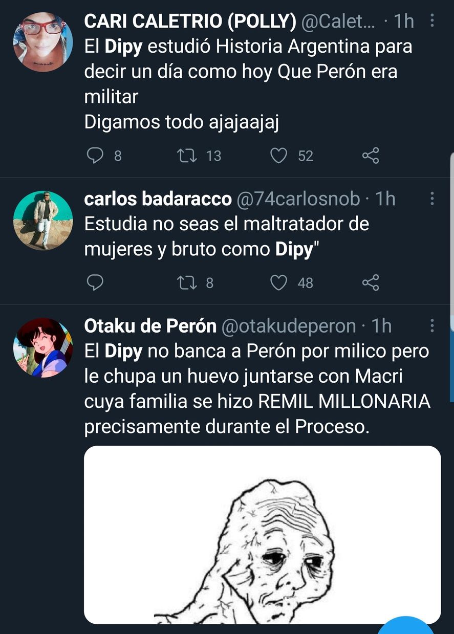 Las burlas en redes a El Dipy por resaltar que Perón era militar