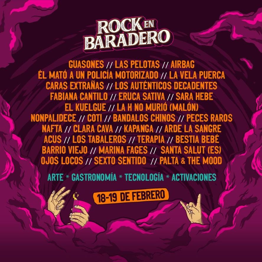 Las Pelotas, Guasones, Eruca Sativa, Airbag, La Vela Puerca, Fabiana Cantilo, El Mató a un Policía Motorizado son sólo algunas de las bandas confirmadas para el Rock en Baradero.