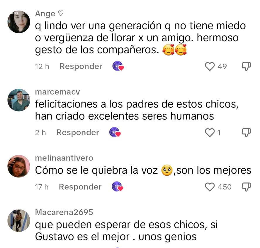 Los comentarios al video de Tiktok viralizado que muestra la sorpresa de un joven recibiendo la noticia de sus compañeros de que iba a poder ser parte del viaje de egresados a Bariloche, porque se lo regalaban 