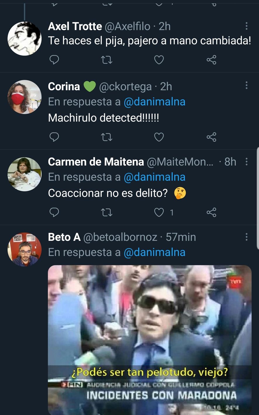 Los mensajes debajo del hilo de Twitter de Daniel Malnatti sobre la parodia a la carta de Cecilia Nicolini, indican que no tuvieron una recepción muy agradable 