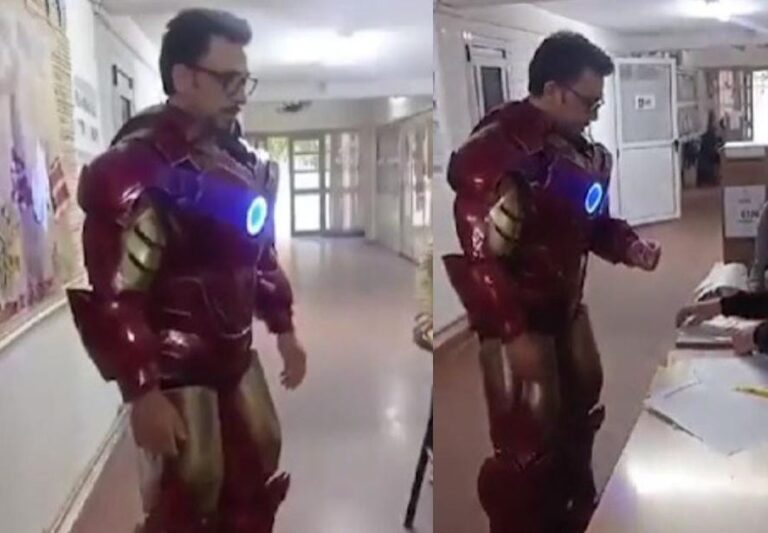 En Luján un hombre fue a votar vestido de Iron Man