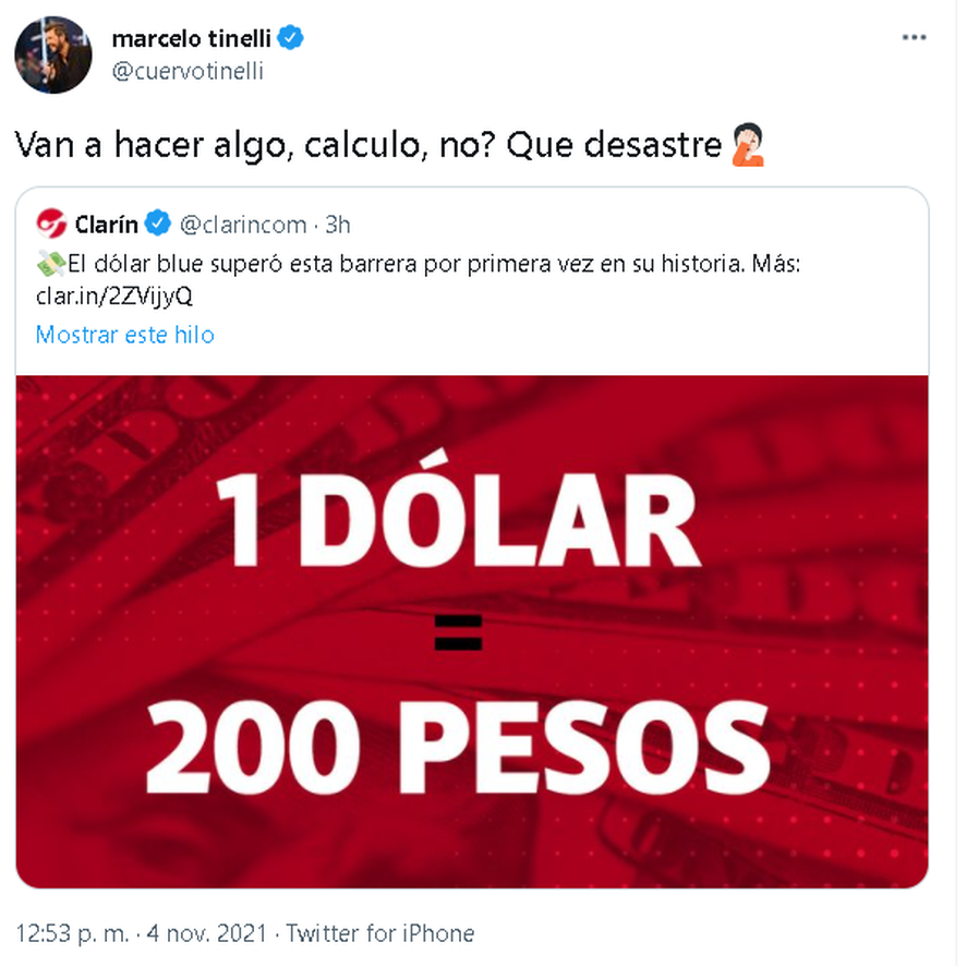 Marcelo Tinelli contra la suba del dólar blue
