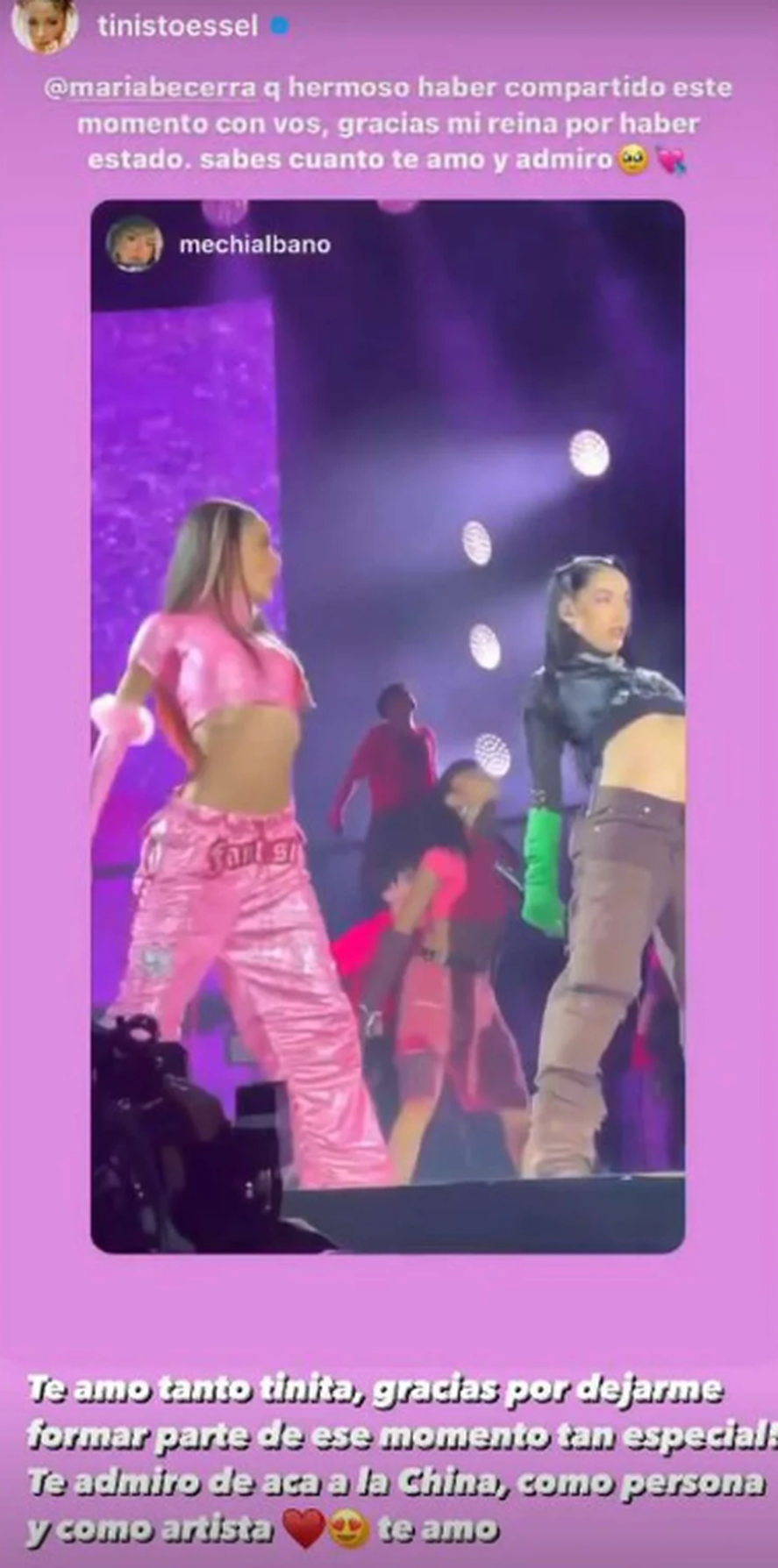 El mensaje de María Becerra para Tini Stoessel que linkearon con la China Suárez y Rusherking