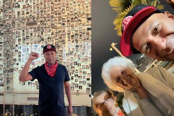 La foto del músico Tom Morello con la presidente de Abuelas de Plaza de Mayo, Estela de Carlotto. 