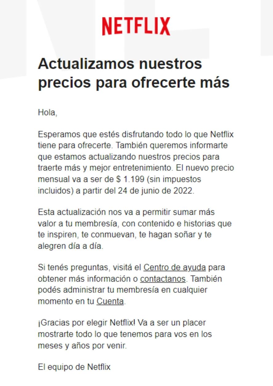 Los aumentos que Netflix establecerá el próximo 24 de junio van del 14% al 27%.