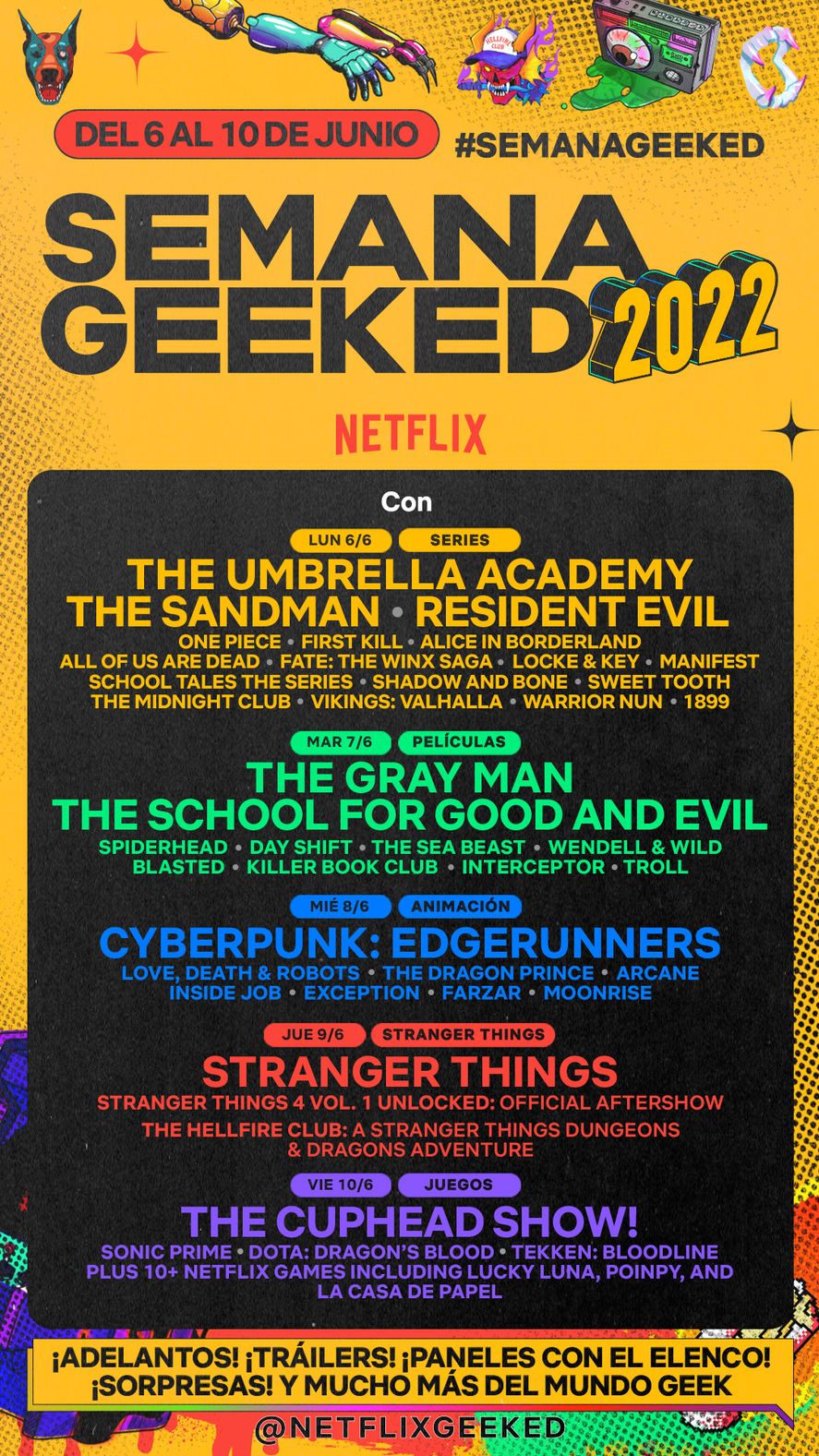 Netflix comenzó una nueva edición de su evento online en el que anuncia sus próximos estrenos. ¿Qué es la Netflix Geeked Week 2022?